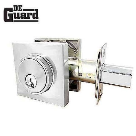 Deguard Contemporary Square Deadbolt SS-SC1 KA4 - Bright Satin Nickel DCDB01-BSN-SC1